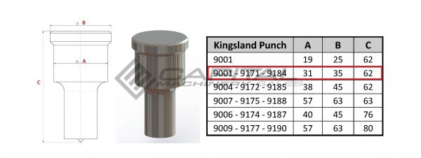 9184 Elongated Punch for Kingsland Iron Worker