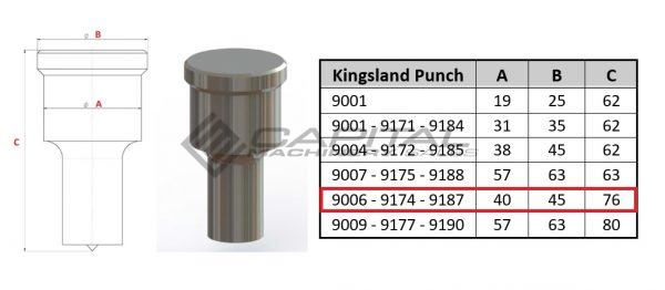 9187 Elongated Punch for Kingsland Iron Worker