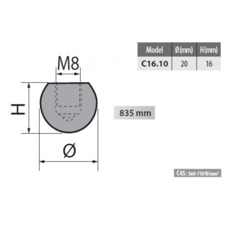 C16-10 Rolleri Radius Top Tool 10mm Radius