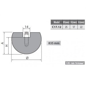 C17-12 Rolleri Radius Top Tool 12.5mm Radius