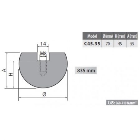 C45-35 Rolleri Radius Top Tool 35mm Radius