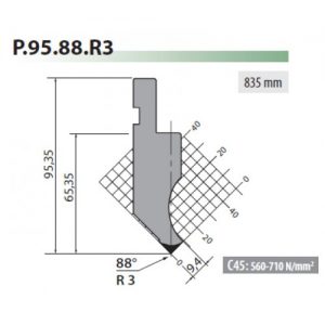 P95-88-R3 Rolleri Gooseneck Top Tool 3mm Radius