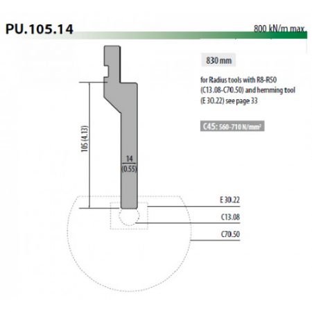 PU105-14 Rolleri Radius Tool Holder 105MM