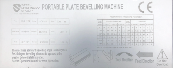 SMG Rapid-Edge 18G Gear Type Plate Beveling Machine