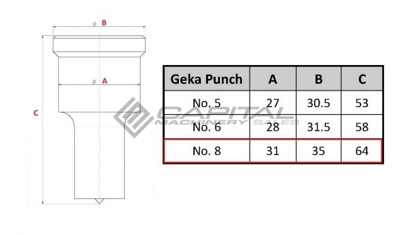 Geka Punch Elongated No. 8 for Geka Iron Worker