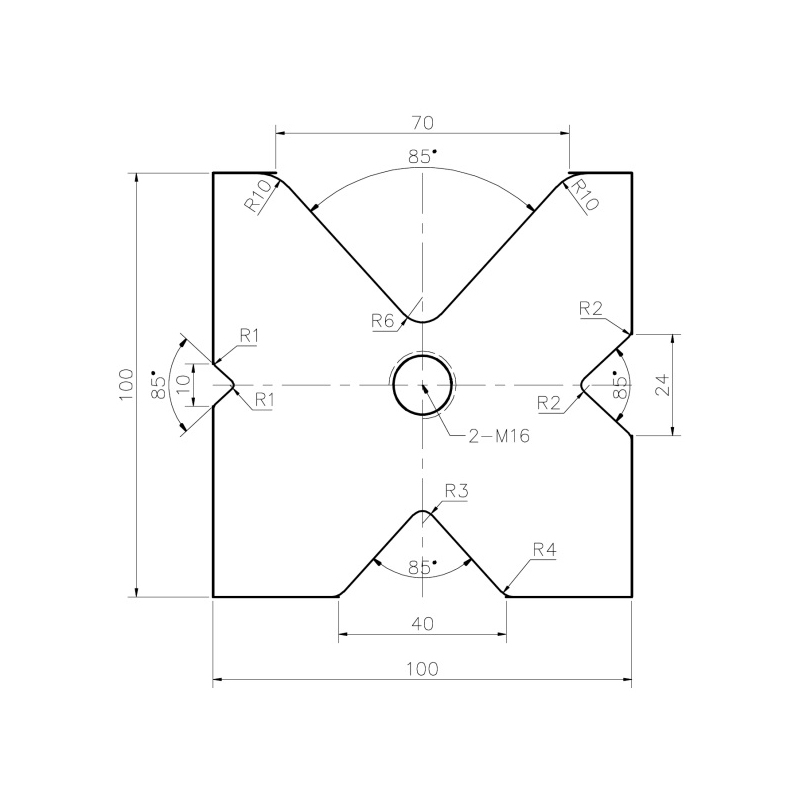 Hardcore Multi V Block Pressbrake Length 3700 x 100 x 100mm, V sizes 40, 10, 24, 70mm