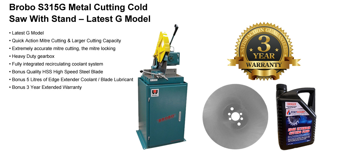 Brobo S315g Metal Cutting Cold Saw With Stand Bandsaw Edge Extender Oil