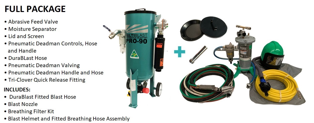 Multiblast Pro90 40 Litre Pressure Pot Sandblaster Equipment Full Package Features 1