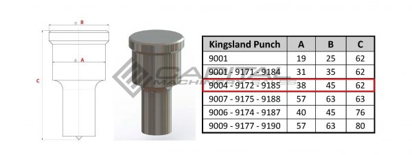 9004 Round Punch for Kingsland iron Worker