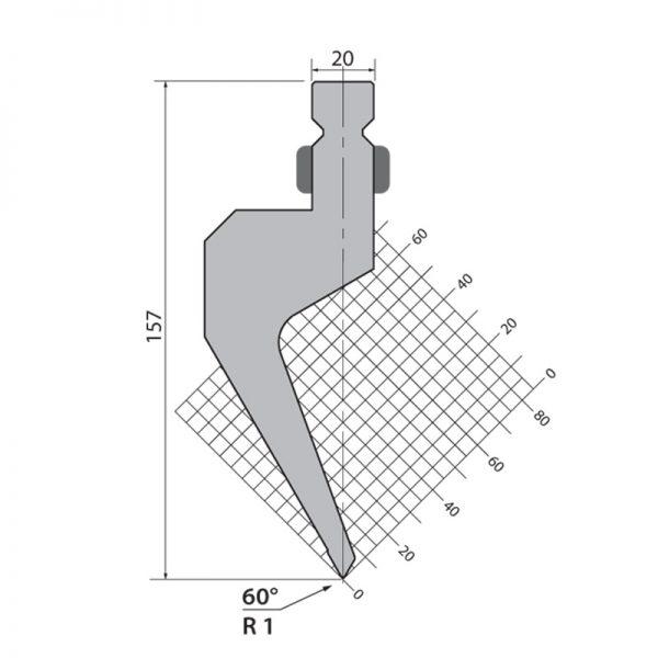 Wila Style HWP 157.60.R1 Top Tool 157 High 60 Deg 500mm Long