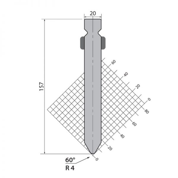 Wila Style HWP 157.60.R4 Top Tool 157 High 60 Deg 500mm Long