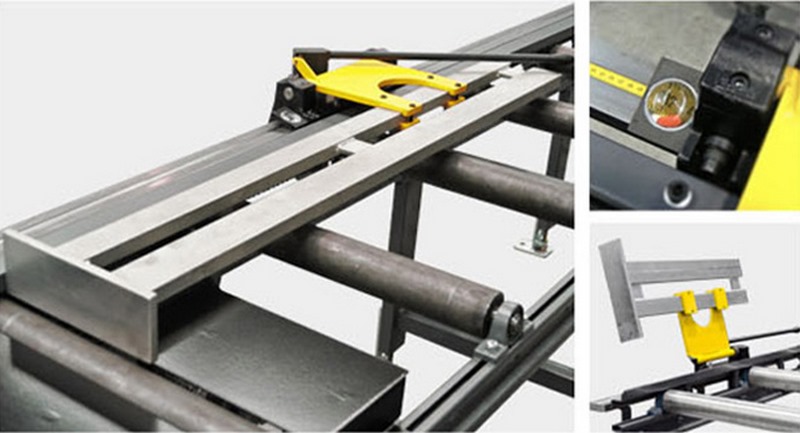 Bomar Type X Saw Roller Conveyor Material Handling System Xa Manual Material Length Stop With Band Scale