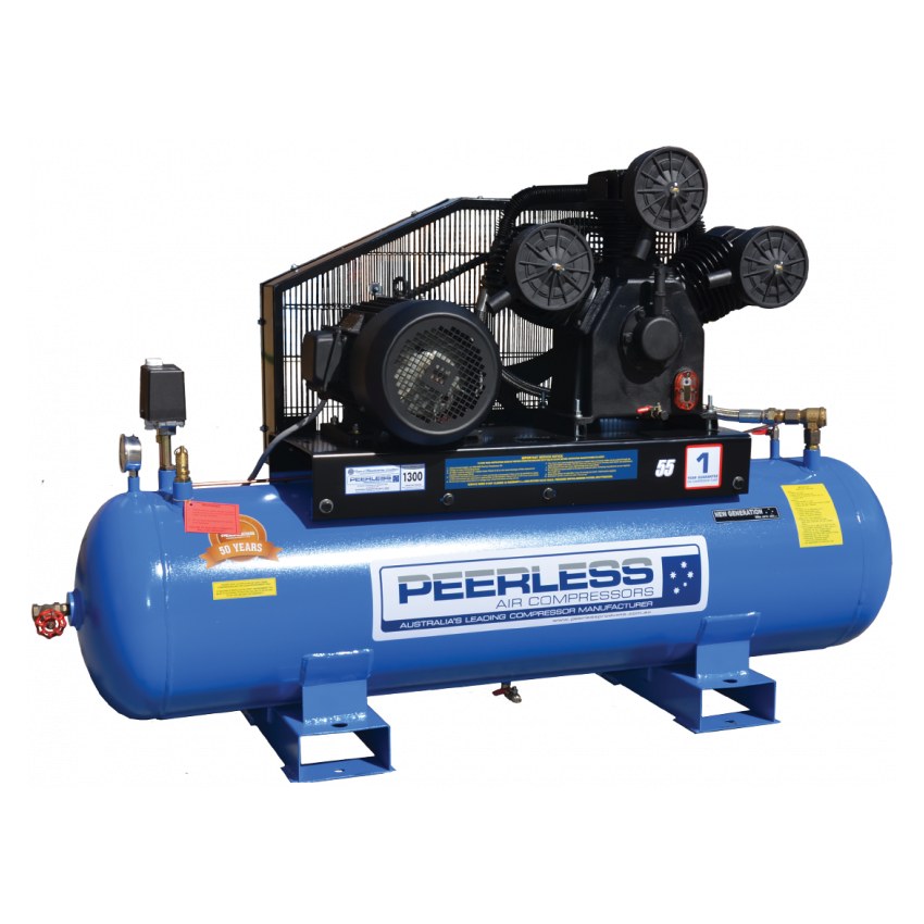 Peerless P55HF High Flow Three Phase Belt Driven Air Compressor – 46CFM / 1300LPM 10HP