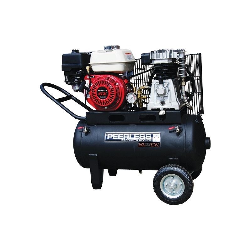 Peerless Black PB17000P Petrol Alloy Side by Side Air Compressor – 11CFM / 320LPM