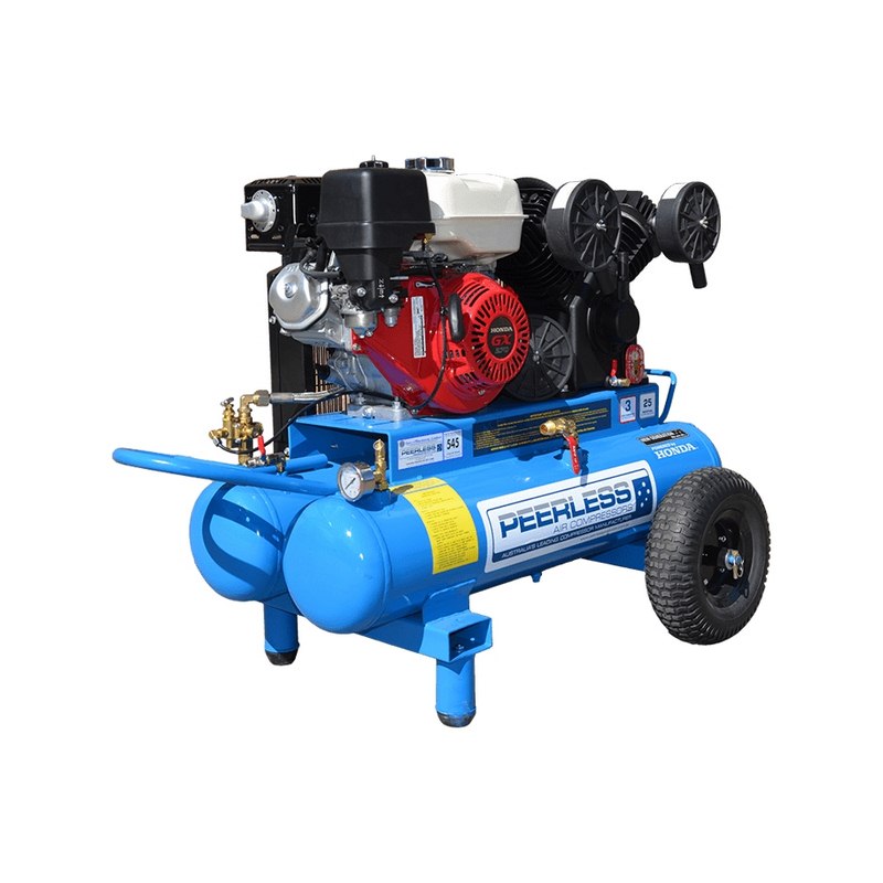 Peerless PV25 Single Stage Petrol Twin Tank Air Compressor – 19CFM / 545LPM
