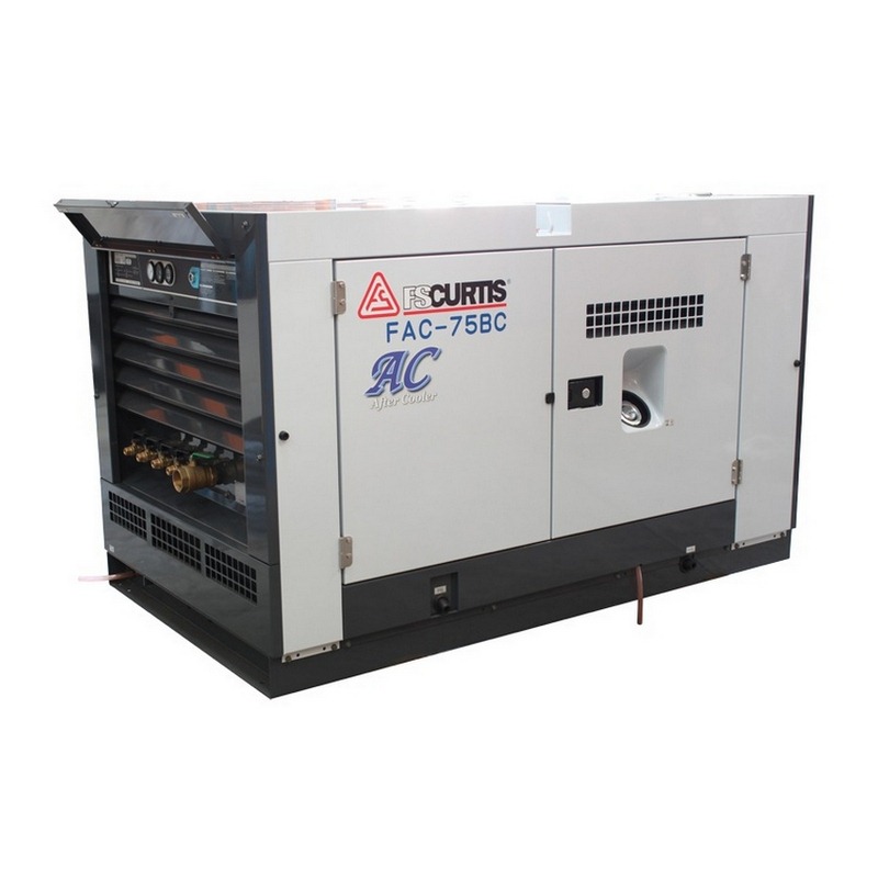FS-Curtis FAC-75BC Diesel Rotary Screw Air Compressors Box Type – 6.9 bar – 9 bar 265CFM / 7505LPM Fitted with optional Integrated after cooler and water separator for dry air ideal for blasting