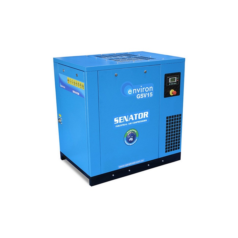 Senator GSV15-B Rotary Screw Variable Speed Air Compressor – 15 kW 8/10 bar 35-87CFM/991-2463LPM – Base Mounted