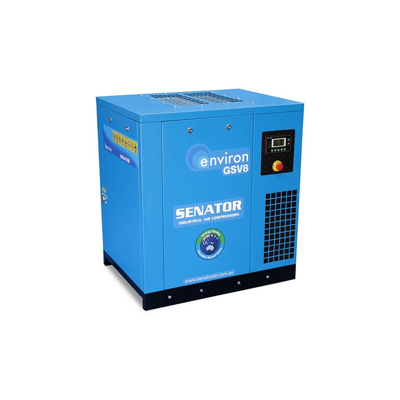 Senator GSV8-B Rotary Screw Variable Speed Air Compressor – 7.5 kW 8/10 bar 16-39CFM / 453-1104LPM – Base Mounted