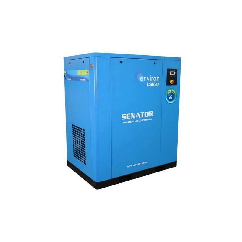 Senator LSV37 Rotary Screw Variable Speed Air Compressor – 37 kW 8/10 bar 79-225CFM / 2237-6371LPM – Base Mounted