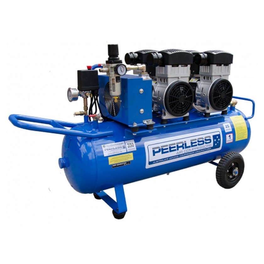 Peerless 00592D-15A Oilless Twin Pump 25 Air Compressor with Dryer – 17CFM / 350 LPM