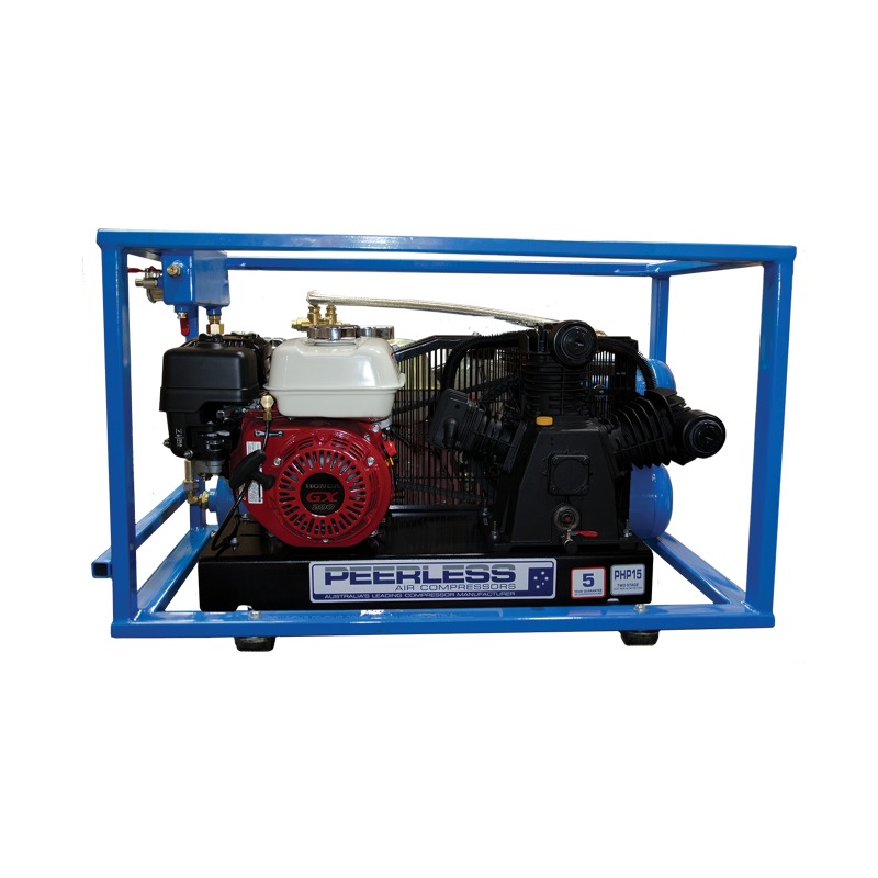 Peerless PHP15 Petrol Air Compressor Belt Drive Ute Mate – for High Pressure – 17 CFM / 320 LPM