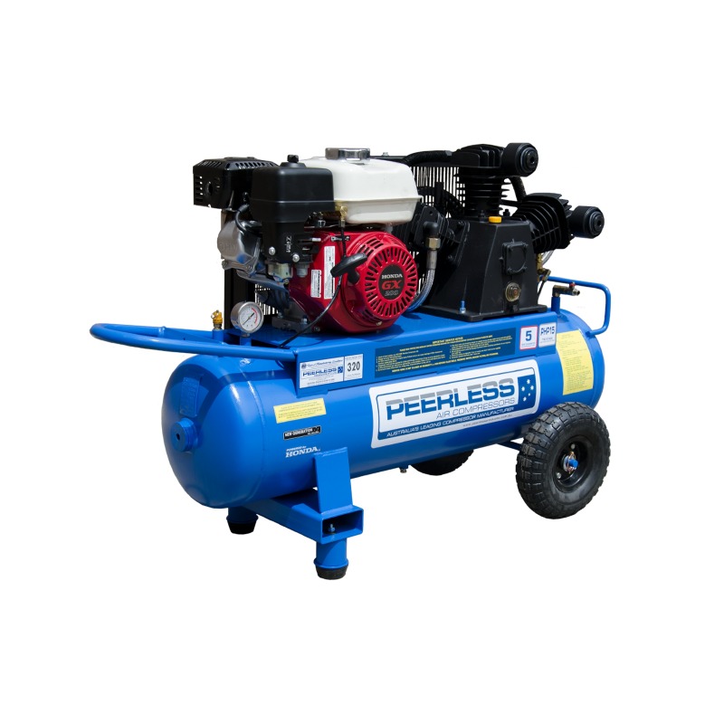 Peerless PHP15 Petrol Air Compressor Belt Drive Fatboy – for High Pressure – 17 CFM / 320 LPM