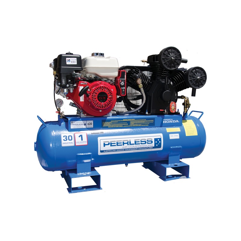 Peerless PHP30 Petrol Air Compressor Belt Drive Fatboy Electric Key Start – for High Pressure – 30 CFM / 620 LPM