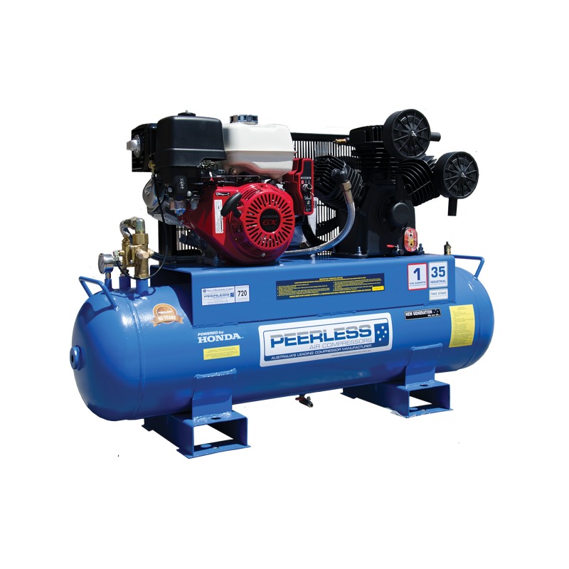 Peerless PHP35 Petrol Air Compressor Belt Drive Under & Over Design – for High Pressure – 35 CFM / 720 LPM