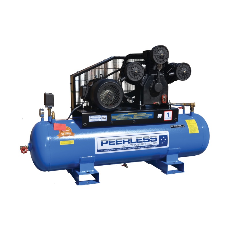 Peerless P55 High Flow Three Phase Air Compressor Belt Drive 10HP Stationary – 55 CFM / 1300 LPM