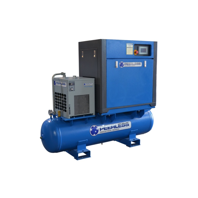 Peerless HQD10 Rotary Screw Air Compressor with Variable Speed Direct Drive 10HP Twin Tank 12 Bar – 30 CFM / 850 LPM