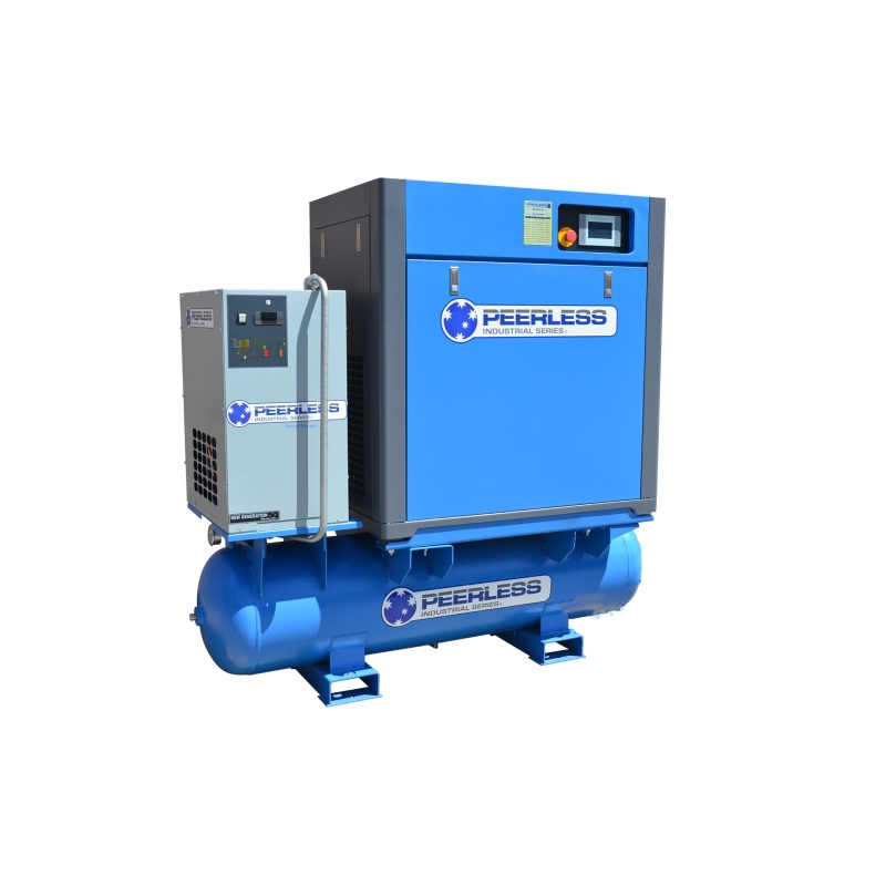 Peerless HQD20 Rotary Screw Air Compressor with Variable Speed Direct Drive 20HP Twin Tank 10 Bar – 77.75 CFM / 1840-2200 LPM