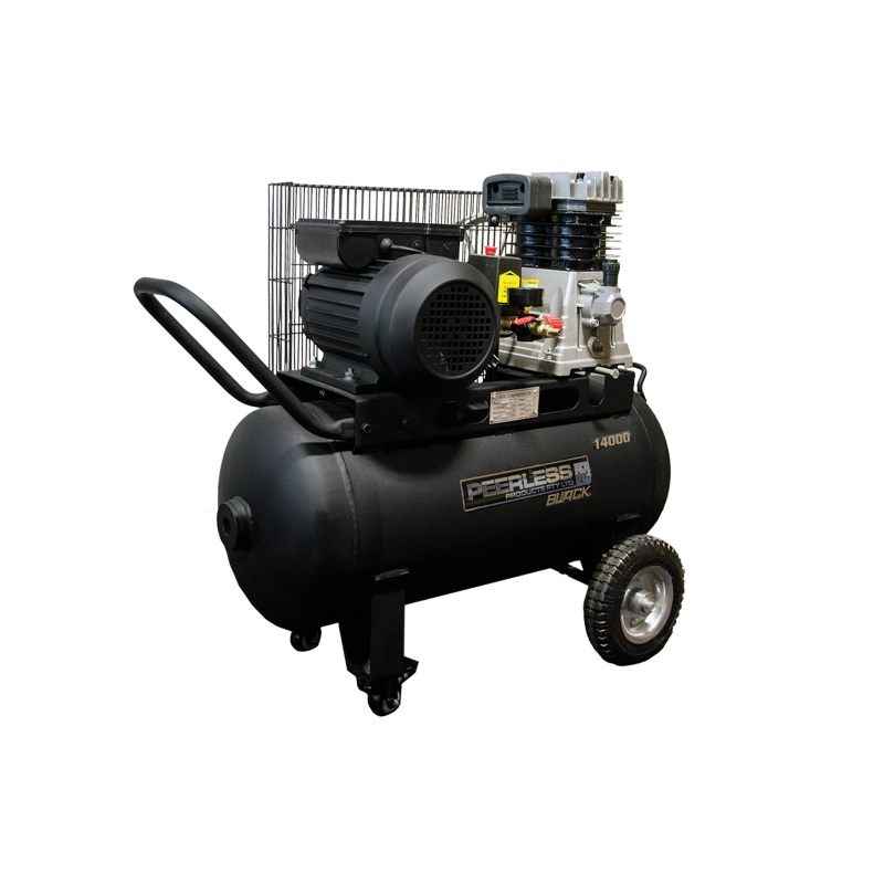 Peerless PB14000 Single Phase Air Compressor Belt Drive 2.5HP Roll Cage – 11 CFM / 220 LPM