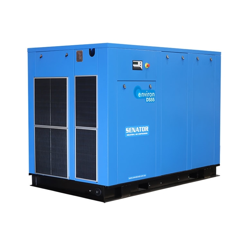 Senator DS55 Rotary Screw Air Compressor – 55 kW 8/10/13 bar – 286-339 CFM / 8807-9599 LPM – Base Mounted