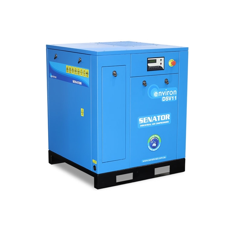 Senator DSV11 Rotary Screw Variable Speed Air Compressor – 11 kW 8/10/13 bar – 23-58CFM / 651-1642 LPM – Base Mounted