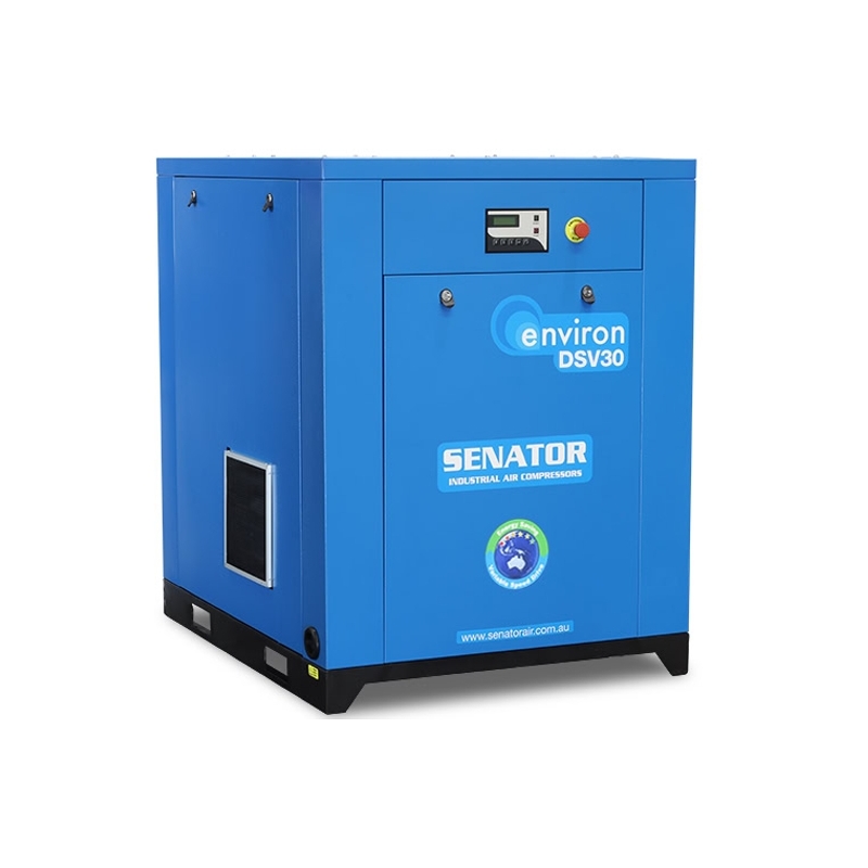 Senator DSV30 Rotary Screw Variable Speed Air Compressor – 30 kW 8/10/13 bar – 73-184 CFM / 2067-5210 LPM – Base Mounted