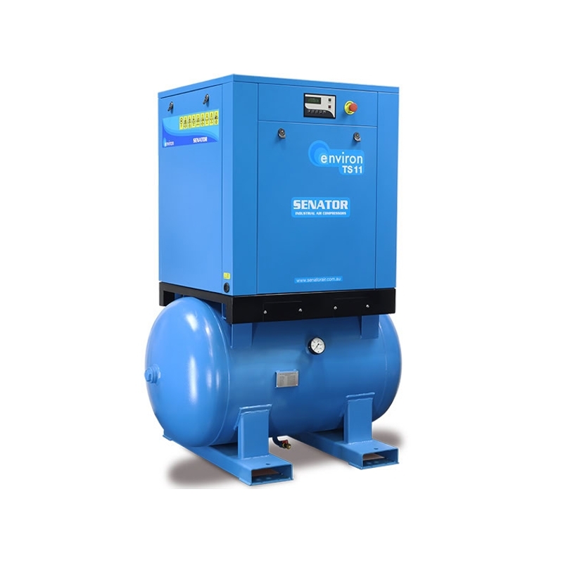 Senator TS11 Rotary Screw Air Compressor – 11 kW 450L 8/10/13 bar – 58CFM / 1642LPM – Tank Mounted