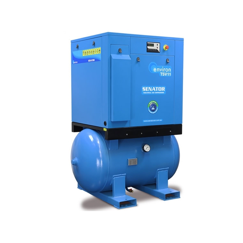 Senator TSV11 Rotary Screw Variable Speed Air Compressor – 11 kW 450L 8/10/13 bar – 23-58CFM / 651-1642LPM – Tank Mounted